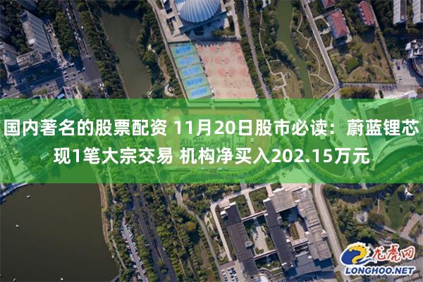 国内著名的股票配资 11月20日股市必读：蔚蓝锂芯现1笔大宗交易 机构净买入202.15万元