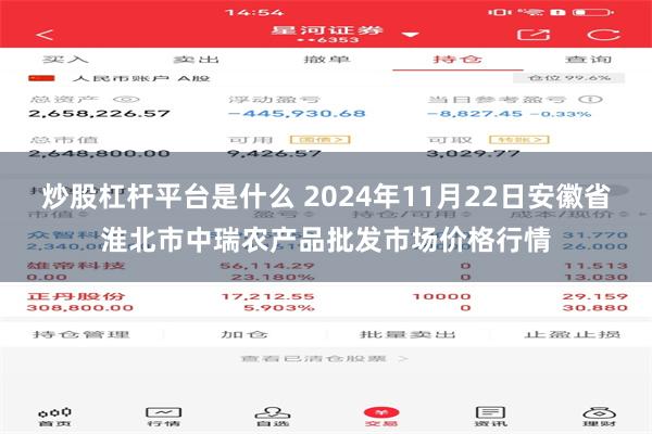 炒股杠杆平台是什么 2024年11月22日安徽省淮北市中瑞农产品批发市场价格行情