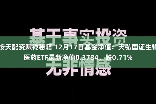 按天配资赚钱秘籍 12月17日基金净值：天弘国证生物医药ETF最新净值0.3784，跌0.71%